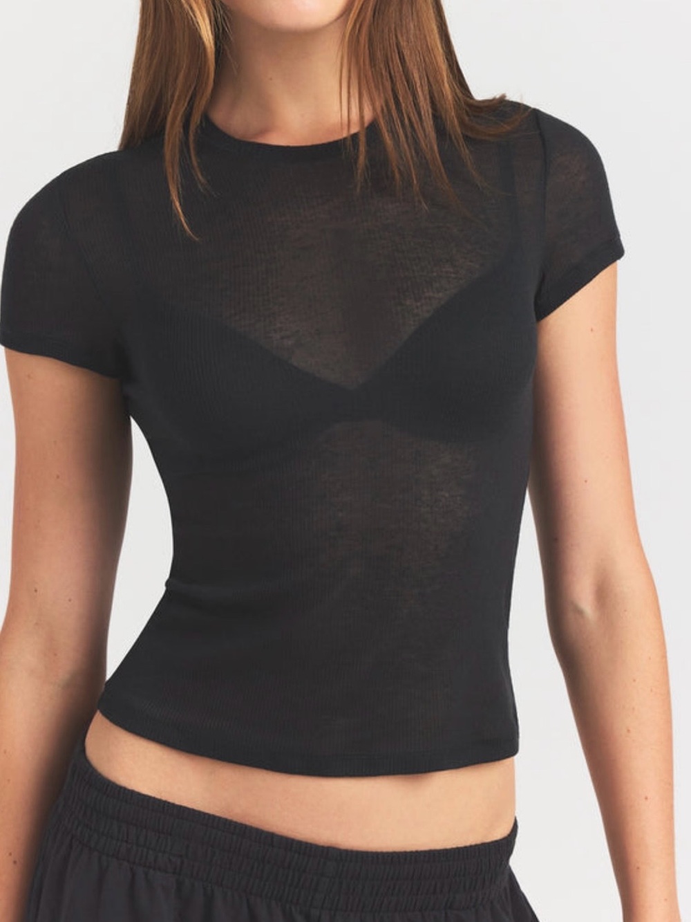 Skims Sheer Rib Crewneck T-shirt NWT